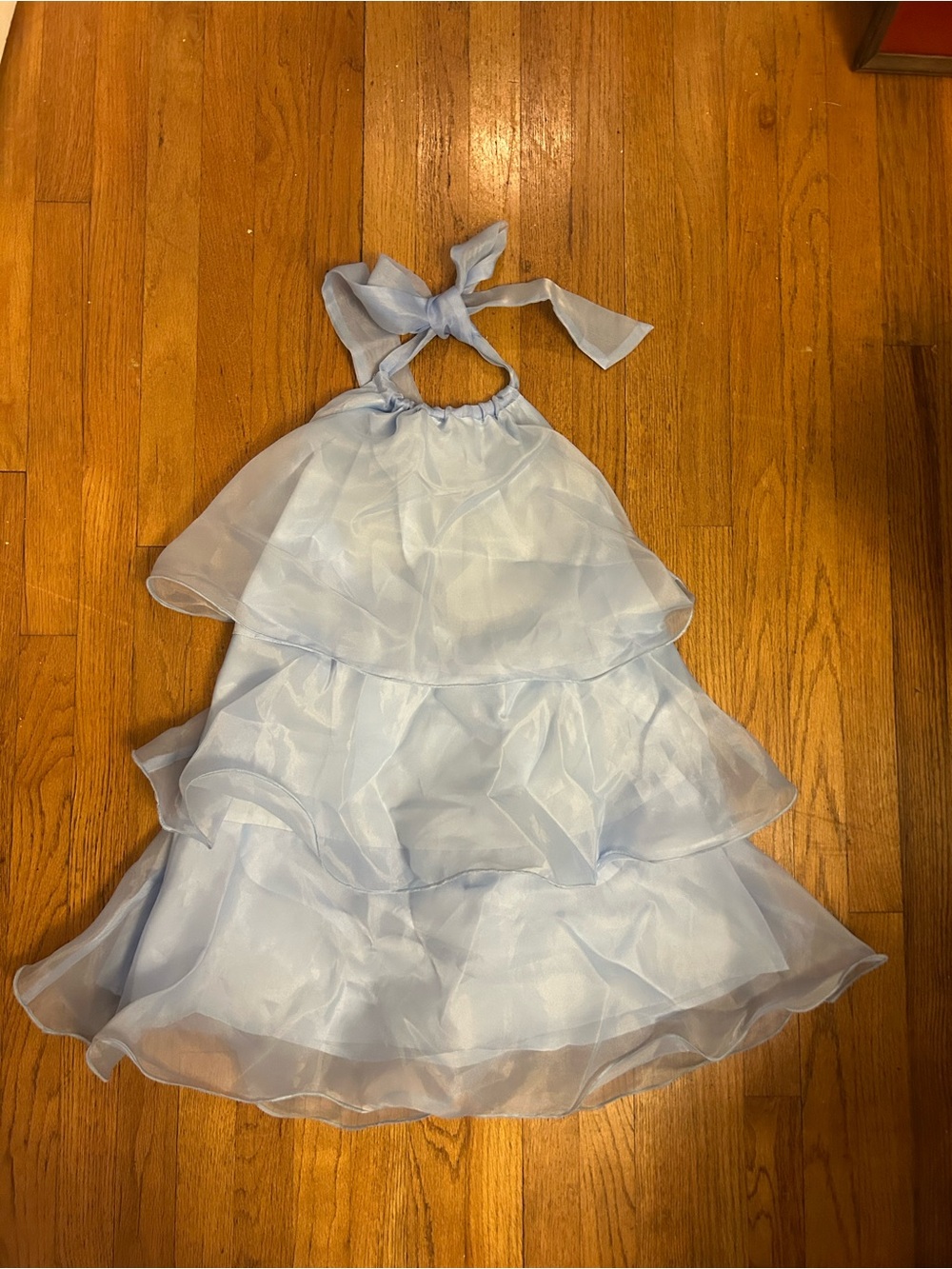 Selfie Leslie Light Blue Tiered Halter Mini Dress